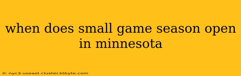 when does small game season open in minnesota